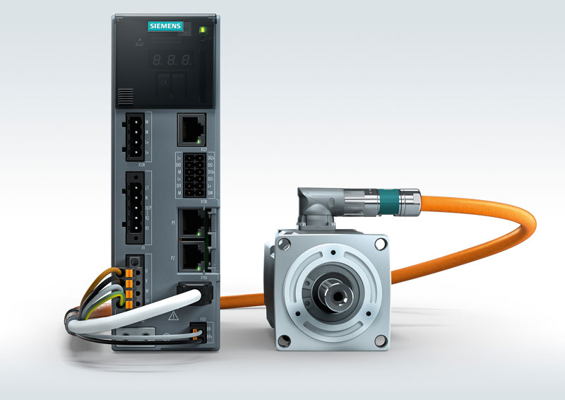 Siemens provides a single cable between a servomotor and drive to reduce installation time. Courtesy of Siemens Industry, Inc.