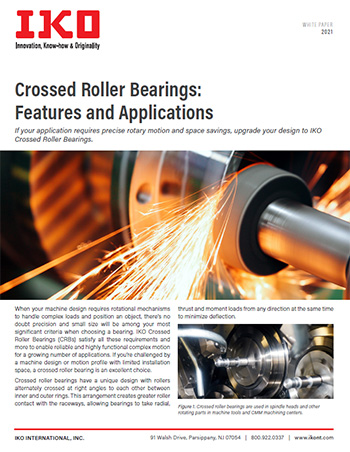 IKO - Crossed Roller Bearings Features Applications